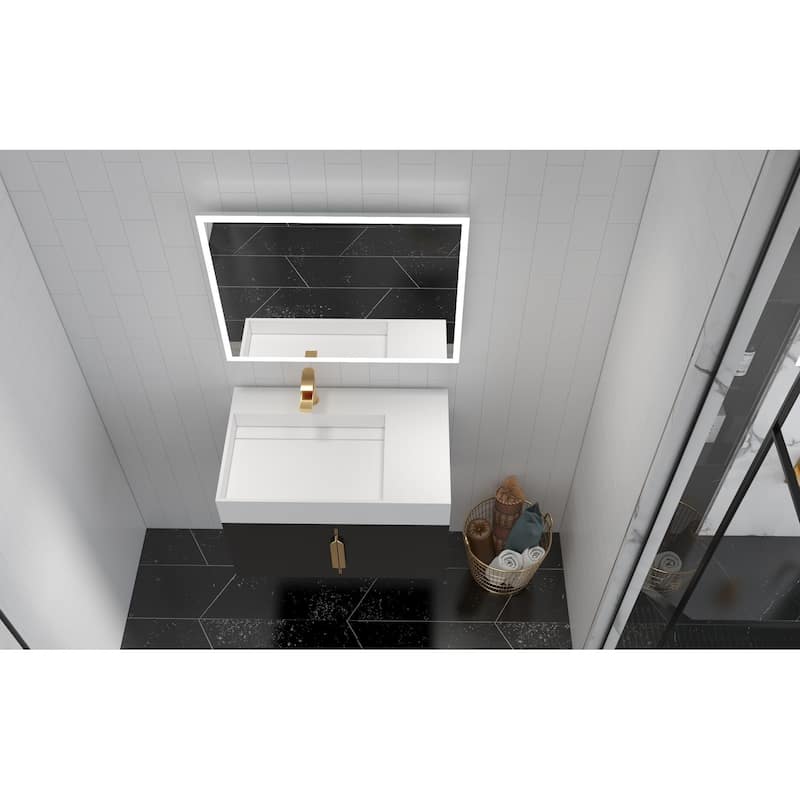 Amazon 30" Wall Mounted Bathroom Left Basin Vanity Set w/ White Top