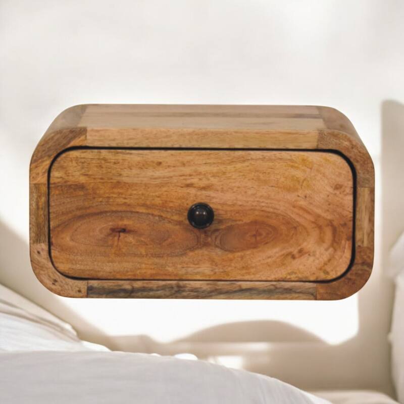 Artisan Furniture Solid Wood Avora Mini Wall-Mounted Oak-ish 1 Drawer Nightstand
