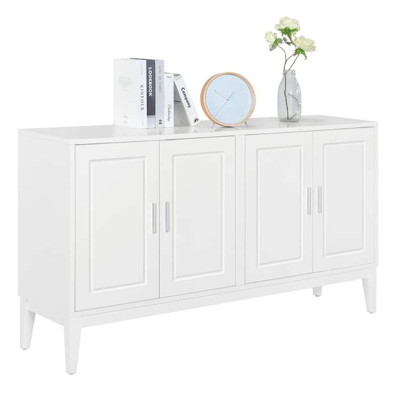 Roomfitters 4-Door Sideboard Storage Cabinet with Door Shelf, Two Large Cabinets and Adjustable Shelf
