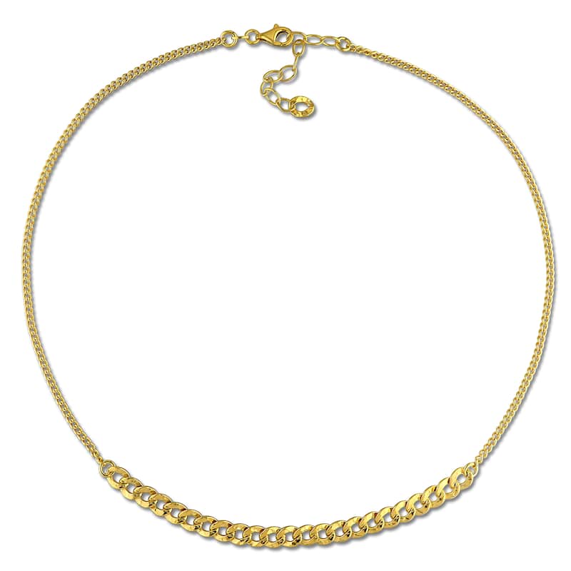 Miadora Sterling Silver Curb Link Chain Necklace and Bracelet Set