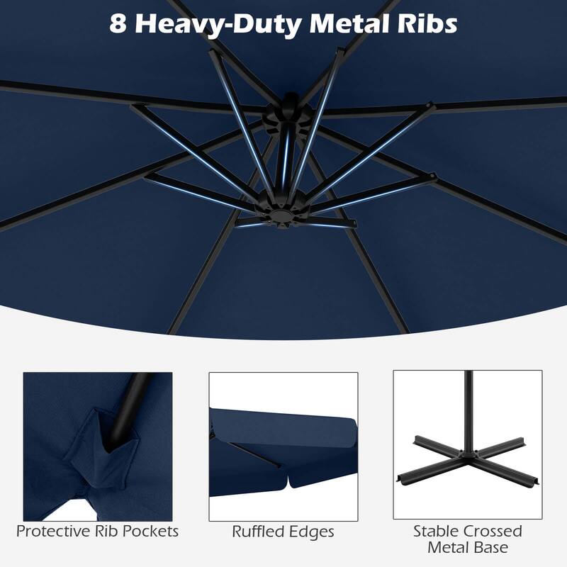 Costway 10 FT Offset Hanging Umbrella Patio Cantilever Umbrella with