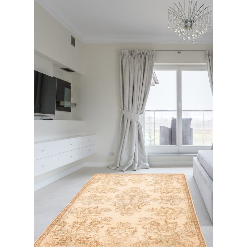 ECARPETGALLERY Hand-knotted Antalya Vintage Cream Wool Rug - 5'9 x 9'4
