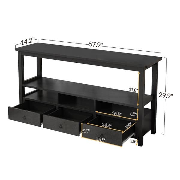 3 Tier Vintage Console Table with 3 Drawers and Shelves - Bed Bath ...