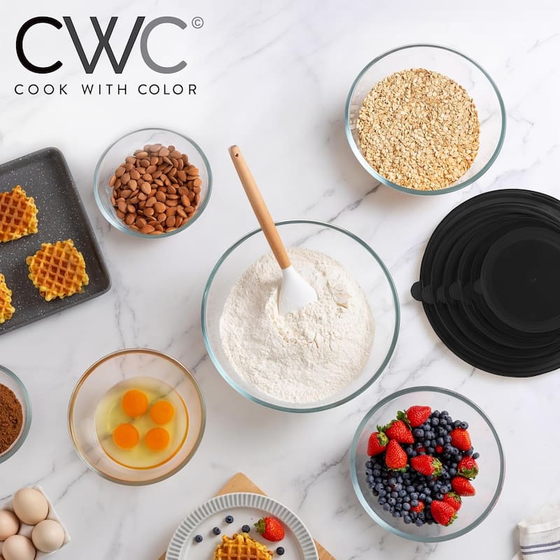 COOK WITH COLOR 12 Pc Glass Nesting Mixing Bowl Set with Lids for Cooking and Prep