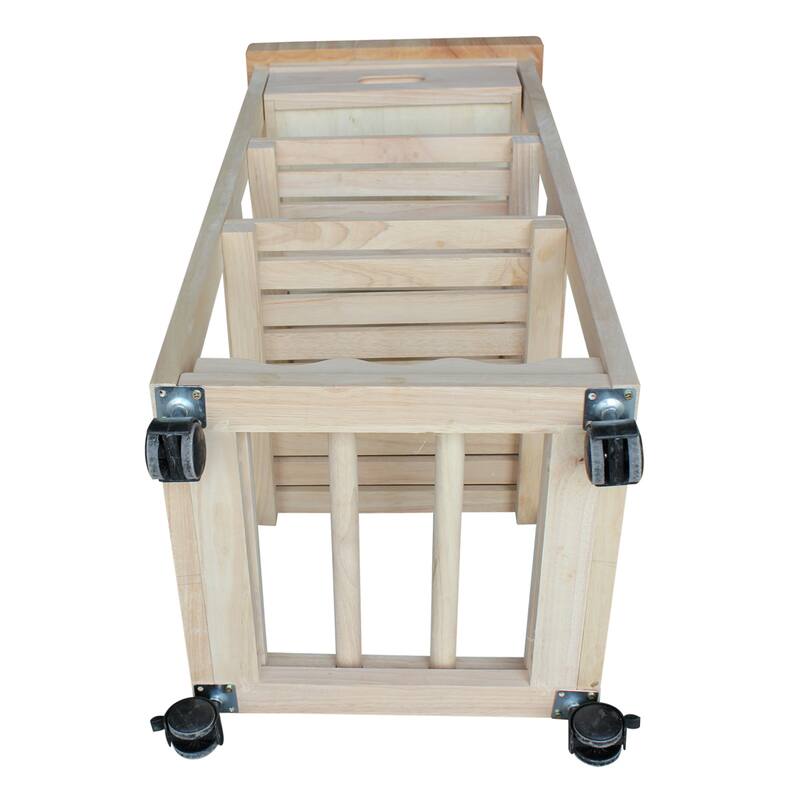 Porch & Den Estelle Unfinished Solid Parawood Kitchen Trolley