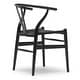 preview thumbnail 40 of 47, Woven Wood Armchair with Arms Open Y Back Mid Century Modern Office Dining Chairs Black Seat Kitchen Bedroom Organic Rattan