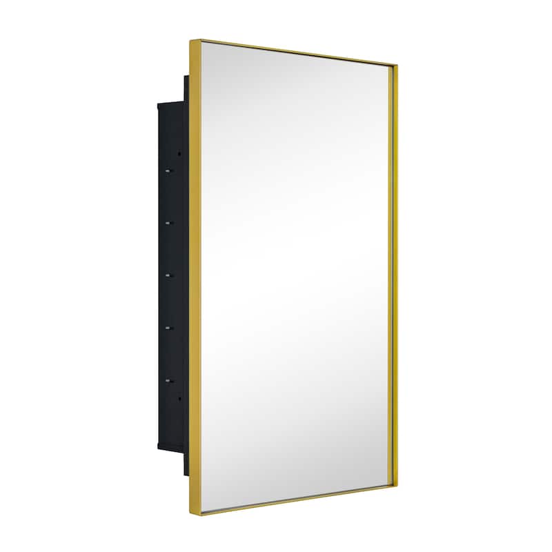 TEHOME Yasine Recessed Mount Squared Rectangle Medicine Cabinet with Mirror - 26" x 16"