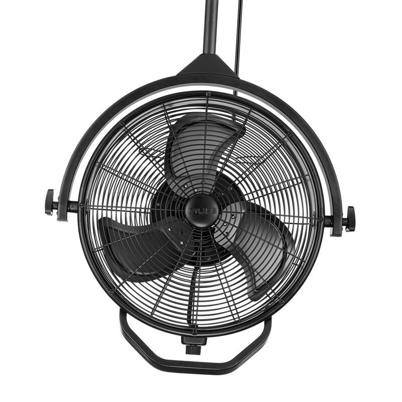 18" Mule Matte Black Outdoor Wet-Rated Dual-Mount Garage Fan, 3-Speed AC Motor - 20 Inches