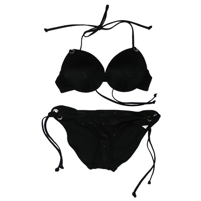 Shop Victoria S Secret Pink 2pc Bikini Set Black Logo Push Up Top M Bottom S Top Medium Bottom Small Overstock 21426374