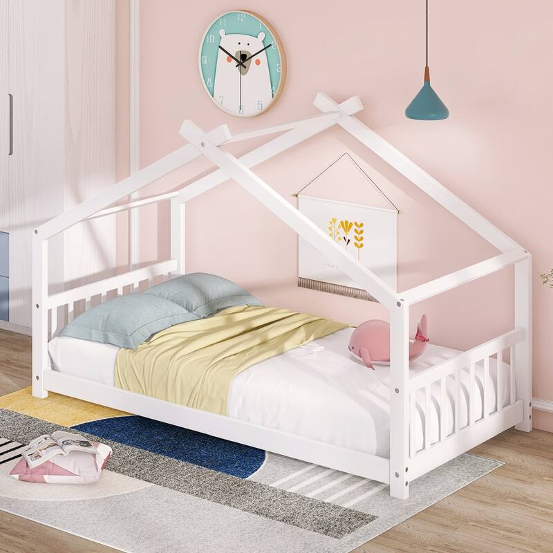 Twin Pine House Platform Bed with Headboard & Footboard