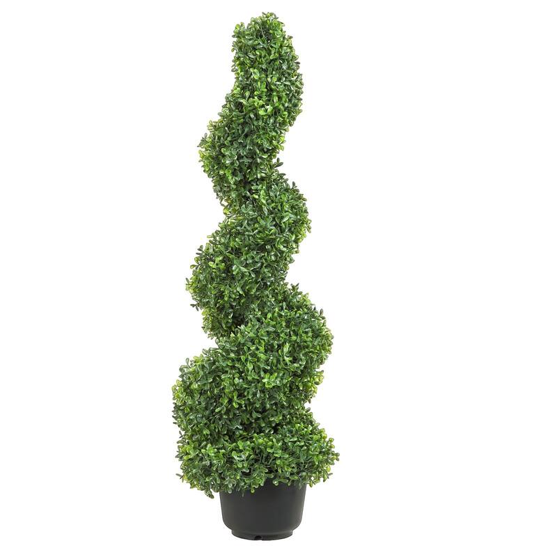 2 Pieces Artificial Boxwood Topiary Tower Plant Ideal for Indoor or Outdoor Decoration