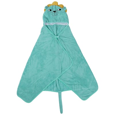 Soft Absorbent Coral Fleece Hooded Towel for Bathroom Light Green 53"x31"