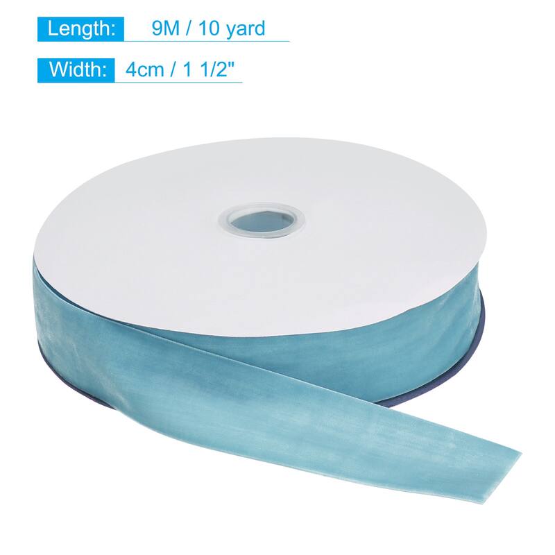 Velvet Ribbon 1 1/2 Inch Single Face Spool Silky for DIY Crafts - Sky Blue - 10 Yard