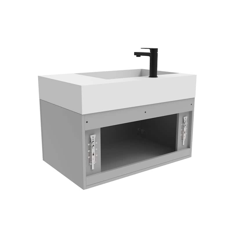 Amazon 30" Wall Mounted Bathroom Left Basin Vanity Set w/ White Top