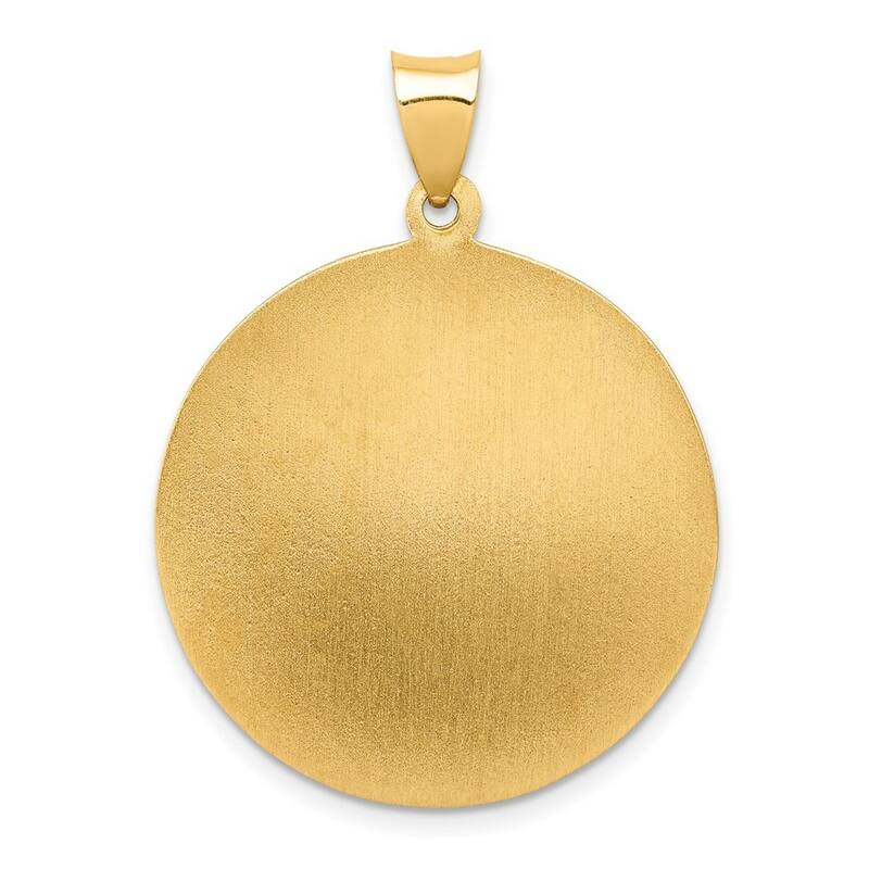 Curata 14k Yellow Gold 18" Satin St. Michael Medal Pendant Necklace