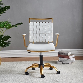 LUXMOD Classy Goldtone Adjustable Swivel Ergonomic Desk Chair