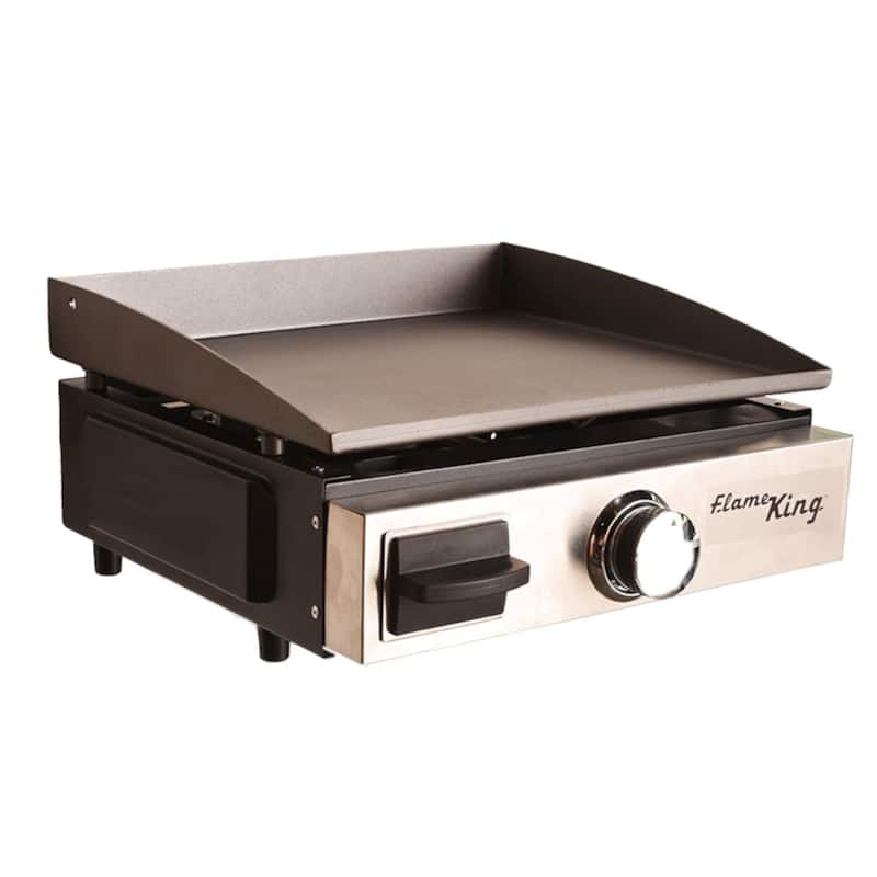 Flame King Flat Top Portable Propane Cast Iron Grill Griddle, 17-inch
