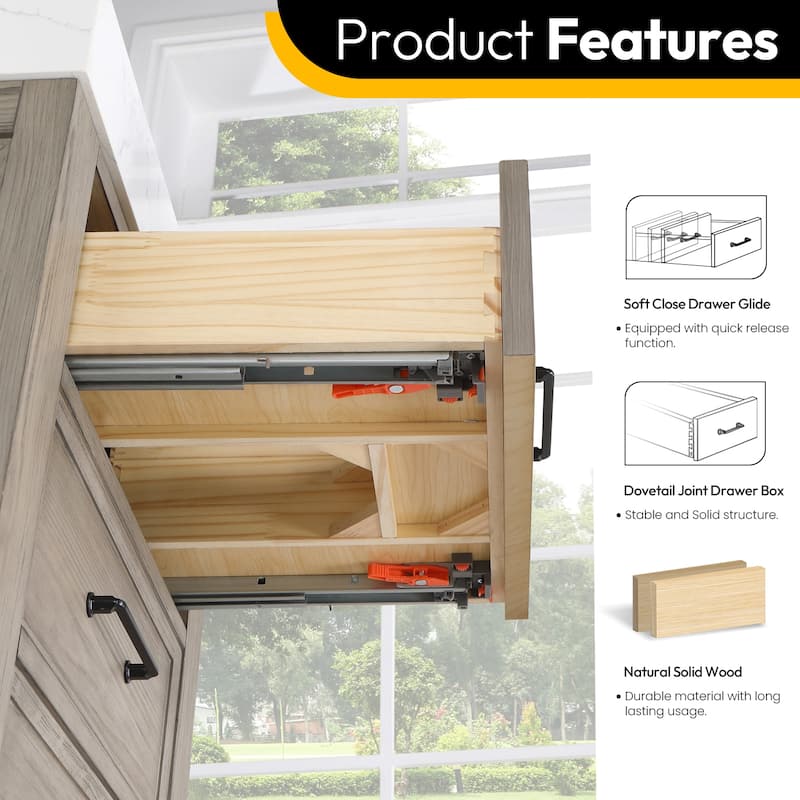 Leon 24 in. Single Bathroom Vanity with Composite Stone Top