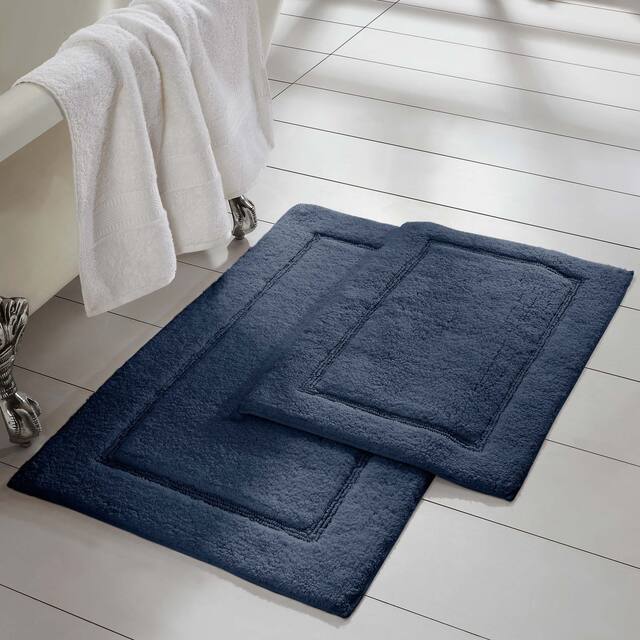 Modern Threads Solid-loop Differently Sized Bathmats (Set of 2) - Navy