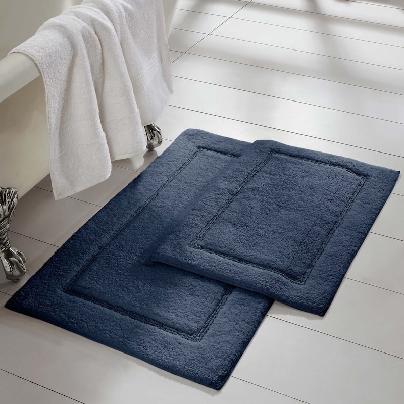 Modern Threads Solid-loop Differently Sized Bathmats (Set of 2) - Navy
