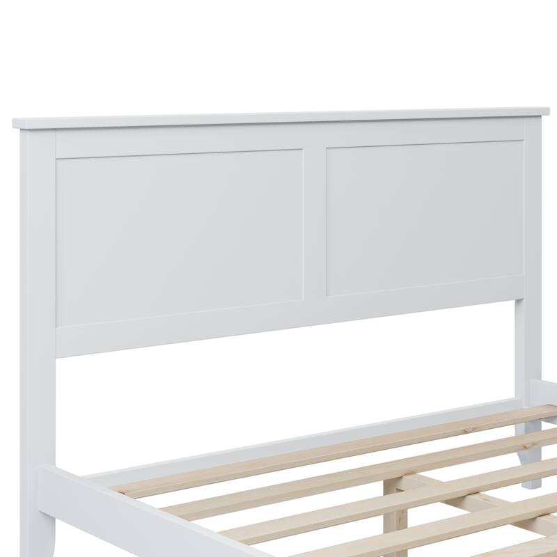 Modern White Solid Wood Platform Bed