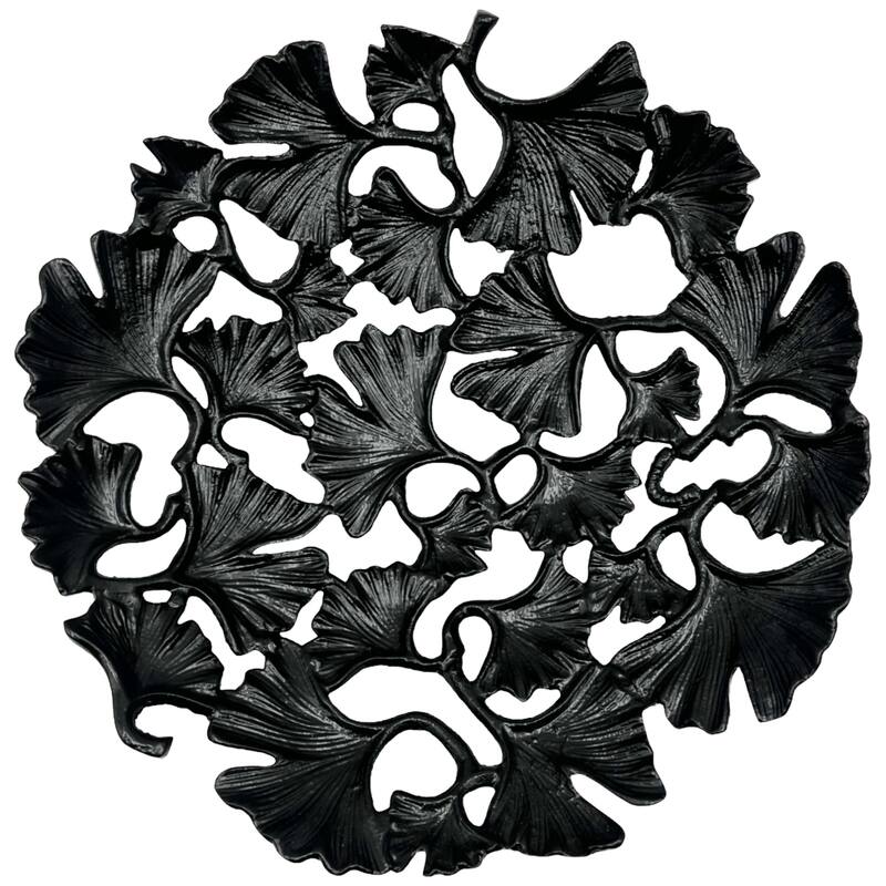 15 Inch Wide Decorative Handmade Aluminum Ginkgo Leaf Bowl - 14.5 x 14.5 x 4 in