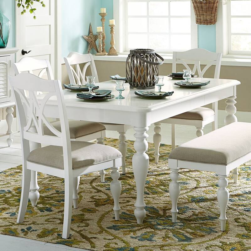 Summer House Oyster White Rectangular Leg Table - White