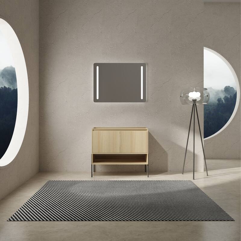 Freestanding Bathroom Cabinet with Four Doors, Floor-to-Ceiling Storage in Engineered Wood (No Top Sink Included)