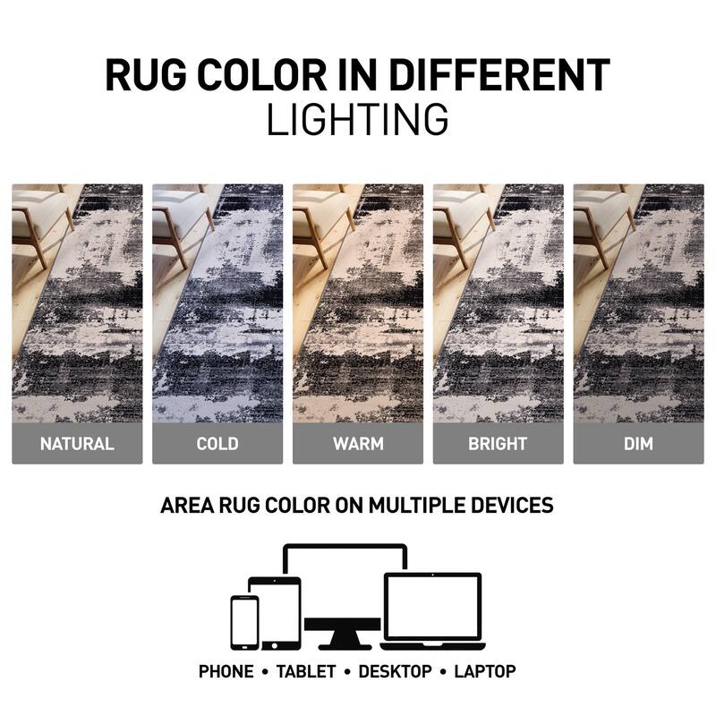 World Rug Gallery Modern Abstract Design Black Area Rug