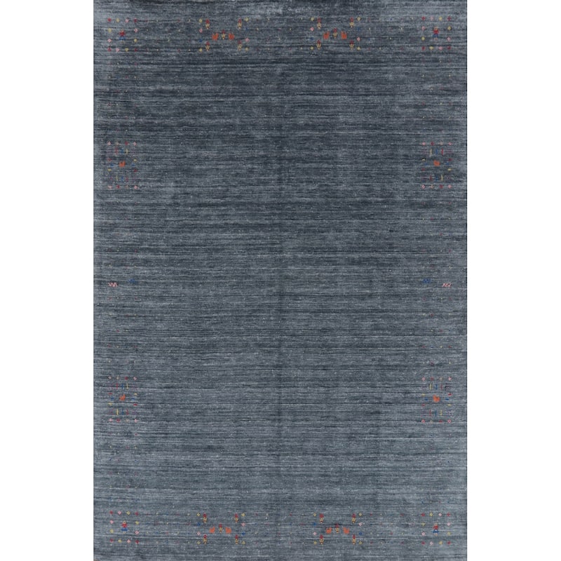 Hand Knotted Oriental 100% Wool Carpet Tribal Animal Pictorial Navy Blue & Blues Gabbeh Area Rug - 12' 4'' X 9' 0''