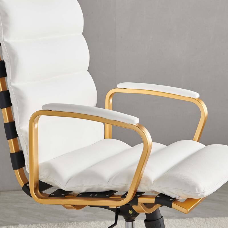 LUXMOD® Office Chair Faux Leather Gold Frame Adjustable and Swivel