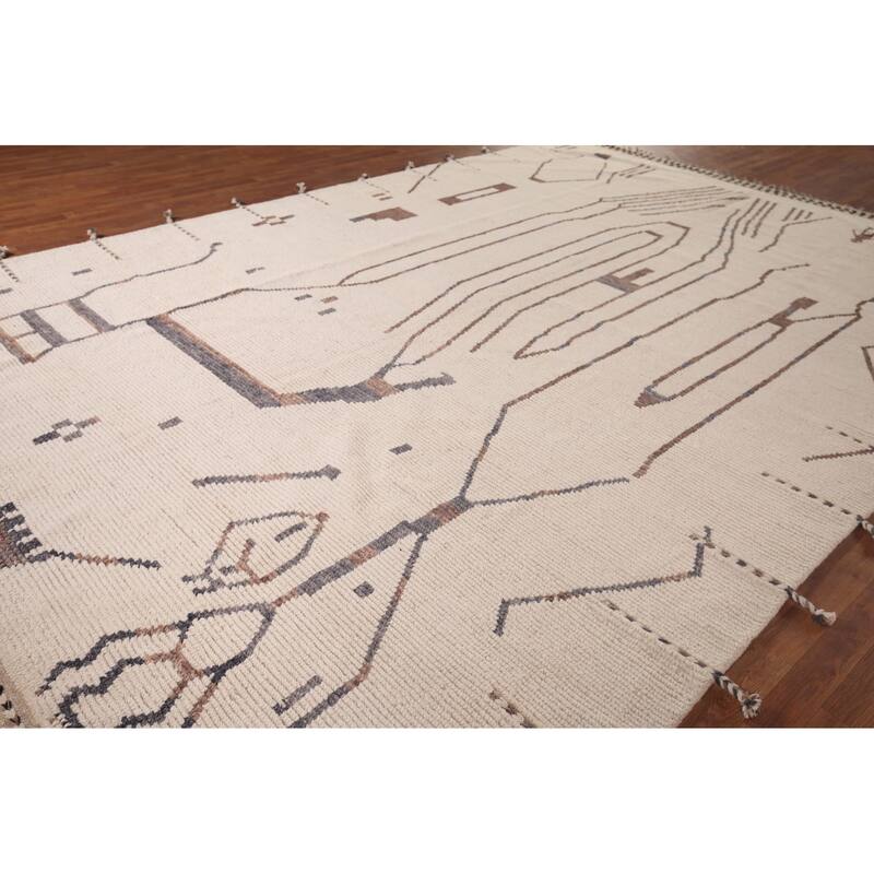 All-Over Abstract Moroccan Large Oriental Rug Handmade Wool Carpet - 9'11"x 14'5"