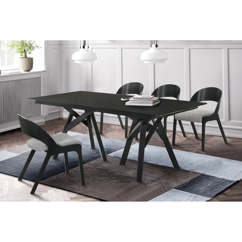 Polly Walnut or Black Wood Mid-Century Modern Kitchen Dining Chairs - Set of 2