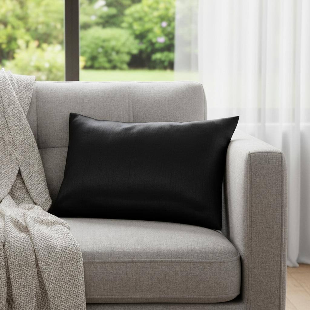 14" X 20" Black and Silver Throw Pillow