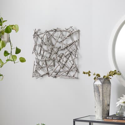 CosmoLiving by Cosmopolitan Brown or Silver Metal Overlapping Lines Geometric Wall Decor