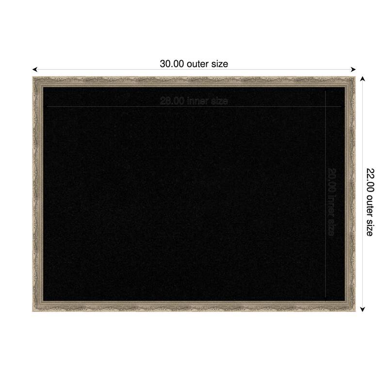Mila Dark Silver Wood Framed Cork Board - Bulletin Board, Organization Board, Pin Board - Black - 30 x 22 in