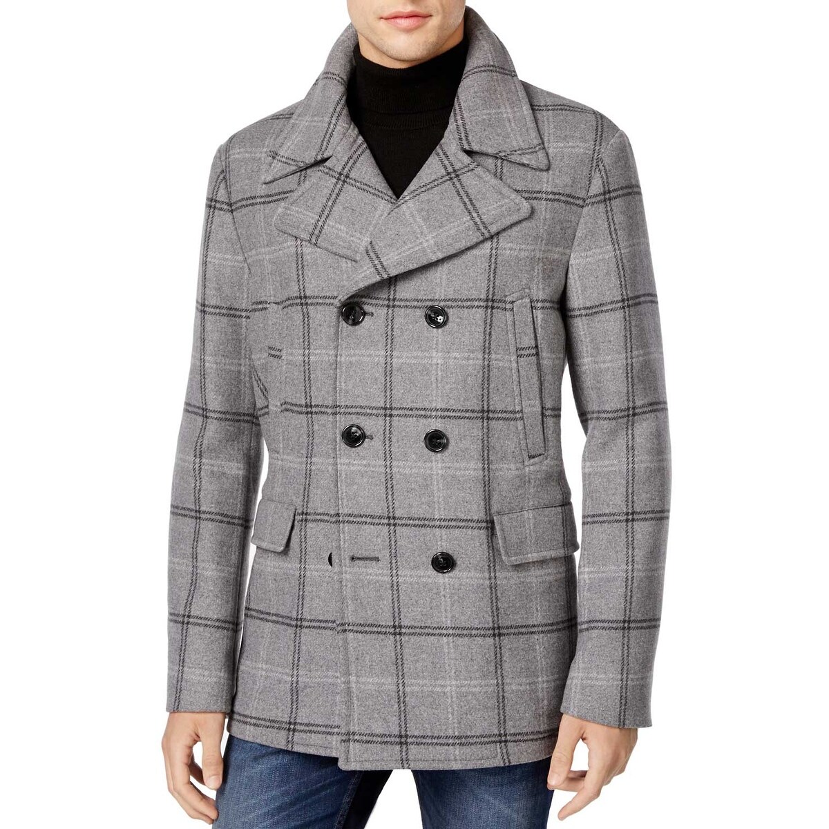 checkered peacoat