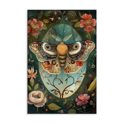 Stupell Ornate Botanicals & Moth Canvas Wall Art Design By The Dutch Lady