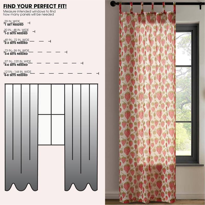 Urban Lifestyle Sheer Strawberry Curtain Panel