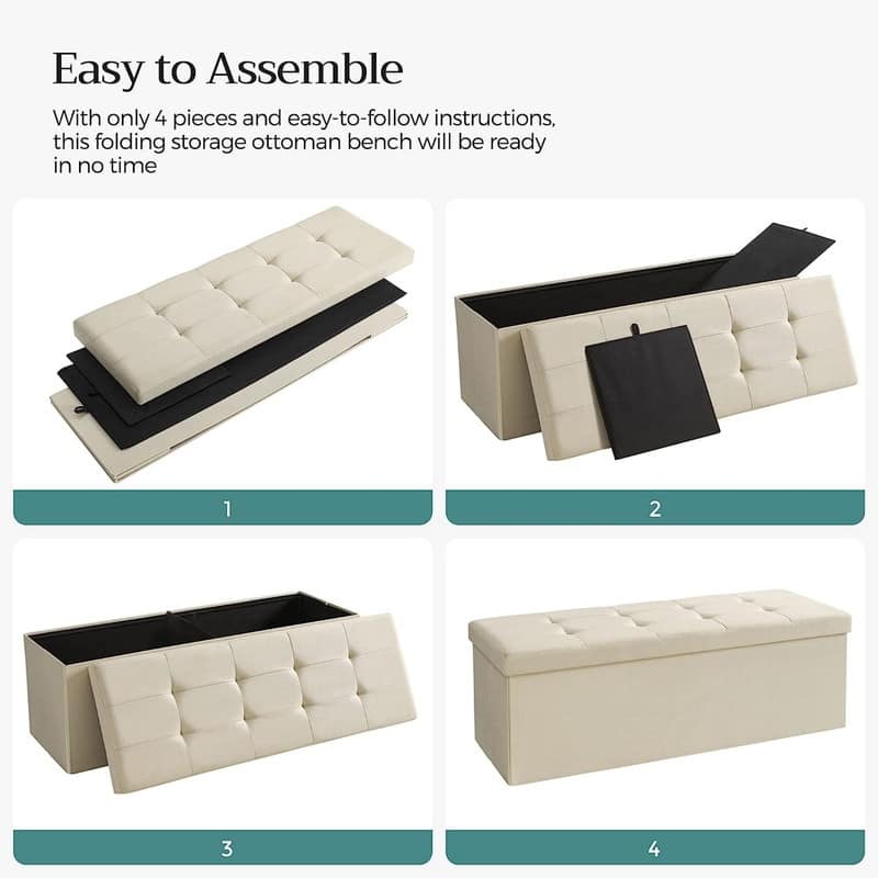 43 Inches Folding Storage Ottoman Bench
