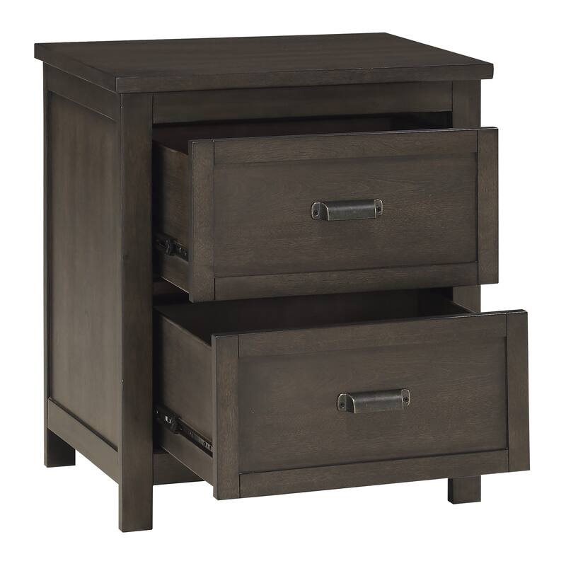 Bron Nightstand, 2 Drawers, Dark Cherry Brown Birch Veneer, 28 Inch