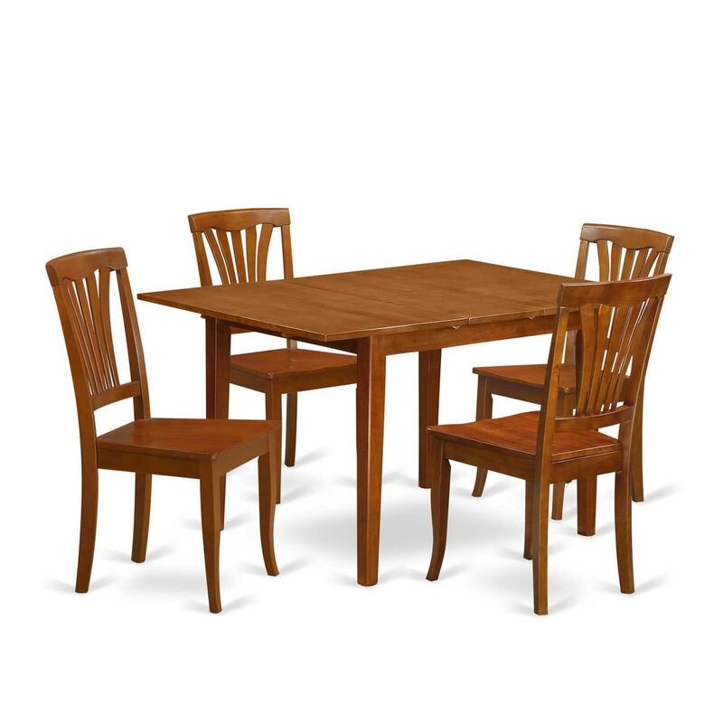 3-Piece Saddle Brown Finish Solid Wood Top - Dining Room Set - Seats 4