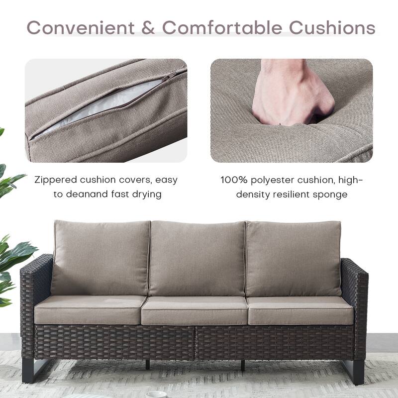 Gymojoy 6-Piece Wicker Outdoor Sofa Ottoman Set Weather-resistance