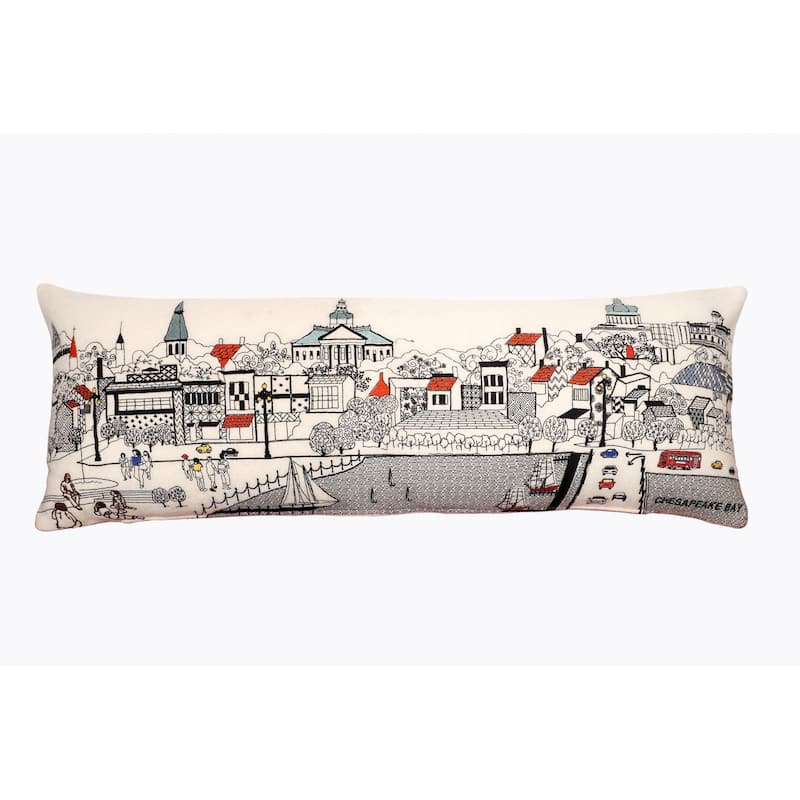 HomeRoots 35" White Annapolis Daylight Skyline Lumbar Decorative Pillow