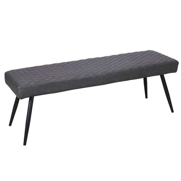 Contemporary Upholstered Dining Bench with Black Sanded Powder Coat Frame - Dark Gray