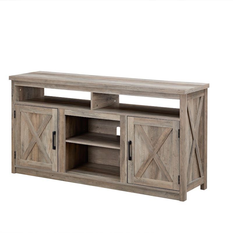 Farmhouse Barn Door TV Media Stand Modern Entertainment Console