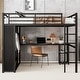 preview thumbnail 11 of 19, Queen Size Loft Bed Frame with Built-in Wardrobe Black