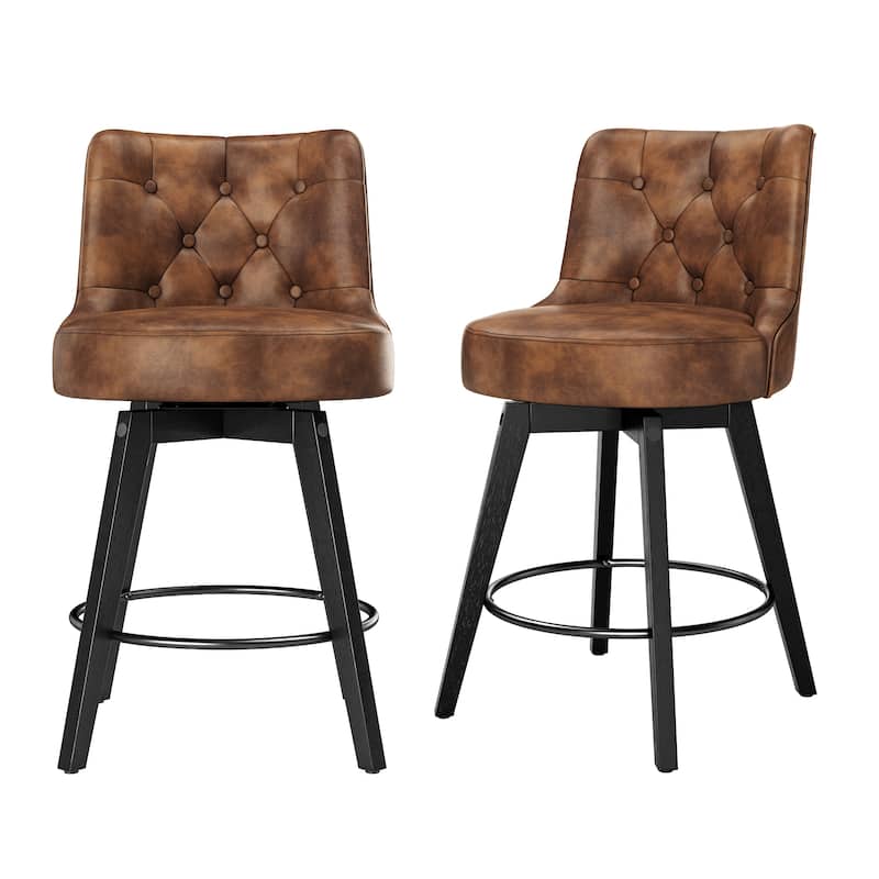 LUE BONA 26" Counter Height Bar Stools Swivel Bar stool with Backs - 26" H