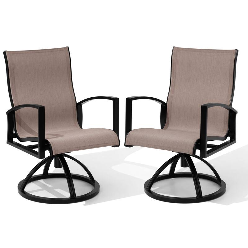 Outdoor Patio Aluminum Swivel Dining Chairs Armchair Sunbrella Fabric