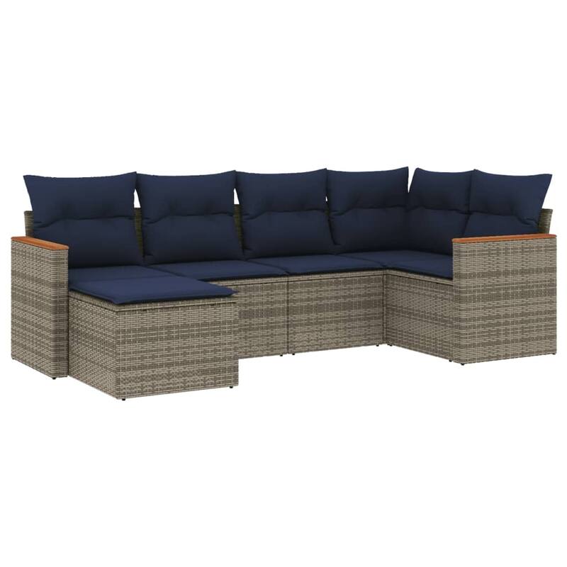 vidaXL Patio Sofa Set with Cushions Outdoor Conversation Furniture Poly Rattan - 24.4x 24.4x 27.2